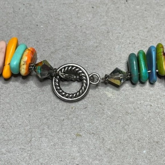 Gorgeous Colorful Turquoise, Howlite, and other Gems, 21" with a Toggle Clasp - Picture 5 of 10